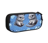 BNVSADC Grande trousse à crayons avec imprimé chinchillas et lune bleue - Jolie trousse à crayons - Organiseur de papeterie pour filles et garçons - Noir, Noir , Taille unique, Cartable