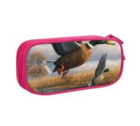 BNVSADC Grande trousse à crayons avec imprimé de canards sauvages volants au bord du lac - Jolie trousse à crayons - Organiseur de papeterie pour filles et garçons - Noir, rose, Taille unique