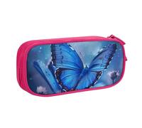 BNVSADC Grande trousse à crayons avec imprimé papillon bleu - Jolie trousse à crayons - Organiseur de papeterie pour filles et garçons - Noir, rose, Taille unique, Cartable
