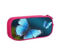 BNVSADC Grande trousse à crayons avec imprimé papillon bleu - Jolie trousse à crayons - Organiseur de papeterie pour filles et garçons - Noir, rose, Taille unique, Cartable