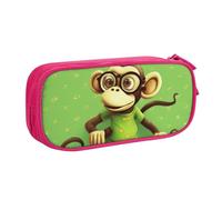 BNVSADC Grande trousse à crayons avec imprimé singe vert - Jolie trousse à crayons - Organiseur de papeterie pour filles et garçons - Noir, rose, Taille unique, Cartable