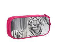 BNVSADC Grande trousse à crayons avec imprimé tigre blanc sauvage - Jolie trousse à crayons - Organiseur de papeterie pour filles et garçons - Noir, rose, Taille unique, Cartable