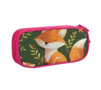 BNVSADC Grande trousse à crayons avec motif animal et renard imprimé fleur, trousse à crayons mignonne pour bureau, école, papeterie pour filles et garçons, noir, rose, Taille unique, Cartable