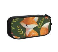 BNVSADC Grande trousse à crayons avec motif animal et renard imprimé fleur, trousse à crayons mignonne pour bureau, école, papeterie pour filles et garçons, noir, Noir , Taille unique, Cartable