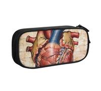 BNVSADC Grande trousse à crayons avec motif de cœur imprimé de l'anatomie humaine - Jolie trousse à crayons - Organiseur de papeterie pour filles et garçons - Noir, Noir , Taille unique, Cartable