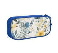 BNVSADC Grande trousse à crayons avec motif floral bleu imprimé roses - Jolie trousse à crayons - Organiseur de papeterie pour filles et garçons - Noir, bleu, Taille unique, Cartable