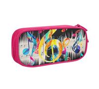 BNVSADC Grande trousse à crayons colorée avec notes de musique imprimées - Jolie trousse à crayons - Organiseur de papeterie pour filles et garçons - Noir, rose, Taille unique, Cartable
