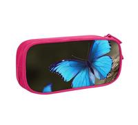 BNVSADC Grande trousse à crayons d'extérieur avec imprimé papillon bleu - Jolie trousse à crayons - Organiseur de papeterie pour filles et garçons - Noir, rose, Taille unique, Cartable