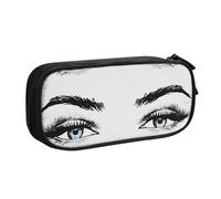 BNVSADC Grande trousse à crayons imprimée avec motif de cils - Jolie trousse à crayons - Organiseur de papeterie pour filles et garçons - Noir, Noir , Taille unique, Cartable