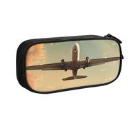 BNVSADC Grande trousse à crayons imprimée avion - Jolie trousse à crayons - Organiseur de papeterie pour filles et garçons - Noir, Noir , Taille unique, Cartable