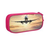BNVSADC Grande trousse à crayons imprimée avion - Jolie trousse à crayons - Organiseur de papeterie pour filles et garçons - Noir, rose, Taille unique, Cartable
