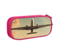 BNVSADC Grande trousse à crayons imprimée avion - Jolie trousse à crayons - Organiseur de papeterie pour filles et garçons - Noir, rose, Taille unique, Cartable