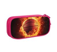 BNVSADC Grande trousse à crayons imprimée Basketball on Fire - Grande trousse à crayons mignonne - Organiseur de papeterie pour filles et garçons - Noir, rose, Taille unique, Cartable