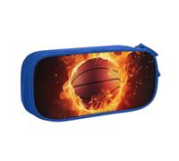 BNVSADC Grande trousse à crayons imprimée Basketball on Fire - Grande trousse à crayons mignonne - Organiseur de papeterie pour filles et garçons - Noir, bleu, Taille unique, Cartable