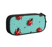 BNVSADC Grande trousse à crayons imprimée coccinelles rouges sur fond bleu - Jolie trousse à crayons - Organiseur de papeterie pour filles et garçons - Noir, Noir , Taille unique, Cartable