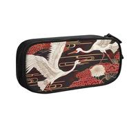 BNVSADC Grande trousse à crayons imprimée de chrysanthèmes avec deux grues - Jolie trousse à crayons - Organiseur de papeterie pour filles et garçons - Noir, Noir , Taille unique, Cartable