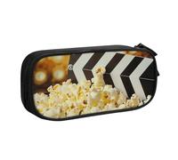BNVSADC Grande trousse à crayons imprimée de film de cinéma et pop-corn - Grande trousse à crayons mignonne - Organiseur de papeterie pour filles et garçons - Noir, Noir , Taille unique, Cartable