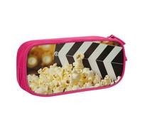 BNVSADC Grande trousse à crayons imprimée de film de cinéma et pop-corn - Grande trousse à crayons mignonne - Organiseur de papeterie pour filles et garçons - Noir, rose, Taille unique, Cartable