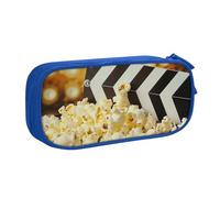 BNVSADC Grande trousse à crayons imprimée de film de cinéma et pop-corn - Grande trousse à crayons mignonne - Organiseur de papeterie pour filles et garçons - Noir, bleu, Taille unique, Cartable