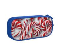 BNVSADC Grande trousse à crayons imprimée de sucre d'orge dans la neige - Jolie boîte à crayons - Organiseur de papeterie pour filles et garçons - Noir, bleu, Taille unique, Cartable