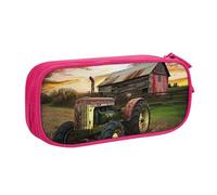 BNVSADC Grande trousse à crayons imprimée de vieux tracteur avec photo de ferme - Jolie trousse à crayons - Organiseur de papeterie pour filles et garçons - Noir, rose, Taille unique, Cartable