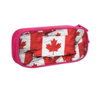 BNVSADC Grande trousse à crayons imprimée drapeau canadien - Jolie trousse à crayons - Organiseur de papeterie pour filles et garçons - Noir, rose, Taille unique, Cartable