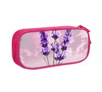 BNVSADC Grande trousse à crayons imprimée fleur de lavande - Jolie trousse à crayons - Organiseur de papeterie pour filles et garçons - Noir, rose, Taille unique, Cartable