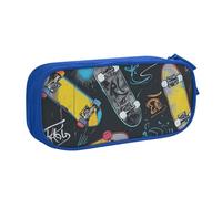BNVSADC Grande trousse à crayons imprimée graffiti skateboard - Jolie trousse à crayons - Organiseur de papeterie pour filles et garçons - Noir, bleu, Taille unique, Cartable