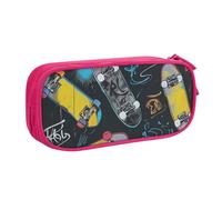 BNVSADC Grande trousse à crayons imprimée graffiti skateboard - Jolie trousse à crayons - Organiseur de papeterie pour filles et garçons - Noir, rose, Taille unique, Cartable