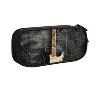 BNVSADC Grande trousse à crayons imprimée guitare électrique - Jolie trousse à crayons - Organiseur de papeterie pour filles et garçons - Noir, Noir , Taille unique, Cartable