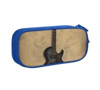 BNVSADC Grande trousse à crayons imprimée guitare musicale vintage - Jolie trousse à crayons - Organiseur de papeterie pour filles et garçons - Noir, bleu, Taille unique, Cartable