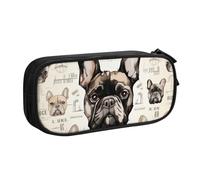BNVSADC Grande trousse à crayons imprimée « I Love French Bulldog » - Grande trousse à crayons mignonne - Organiseur de papeterie pour filles et garçons - Noir, Noir , Taille unique, Cartable