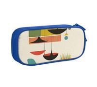BNVSADC Grande trousse à crayons imprimée moderne du milieu du siècle - Jolie trousse à crayons - Organiseur de papeterie pour filles et garçons - Noir, bleu, Taille unique, Cartable