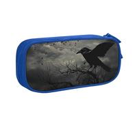 BNVSADC Grande trousse à crayons imprimée Night Crow - Jolie trousse à crayons - Organiseur de papeterie pour filles et garçons - Noir, bleu, Taille unique, Cartable