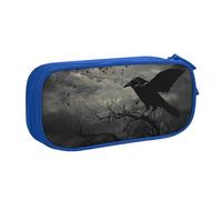 BNVSADC Grande trousse à crayons imprimée Night Crow - Jolie trousse à crayons - Organiseur de papeterie pour filles et garçons - Noir, bleu, Taille unique, Cartable