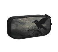 BNVSADC Grande trousse à crayons imprimée Night Crow - Jolie trousse à crayons - Organiseur de papeterie pour filles et garçons - Noir, Noir , Taille unique, Cartable