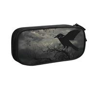 BNVSADC Grande trousse à crayons imprimée Night Crow - Jolie trousse à crayons - Organiseur de papeterie pour filles et garçons - Noir, Noir , Taille unique, Cartable