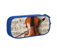 BNVSADC Grande trousse à crayons imprimée partition de violon - Jolie trousse à crayons - Organiseur de papeterie pour filles et garçons - Noir, bleu, Taille unique, Cartable
