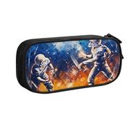 BNVSADC Grande trousse à crayons imprimée Play Football Galaxy Space - Jolie boîte à crayons - Organiseur de papeterie pour filles et garçons - Noir, Noir , Taille unique, Cartable