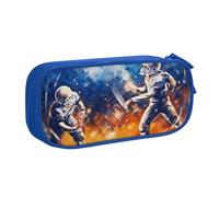 BNVSADC Grande trousse à crayons imprimée Play Football Galaxy Space - Jolie boîte à crayons - Organiseur de papeterie pour filles et garçons - Noir, bleu, Taille unique, Cartable