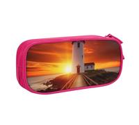 BNVSADC Grande trousse à crayons imprimée Sunset at The Seaside - Jolie trousse à crayons - Organiseur de papeterie pour filles et garçons - Noir, rose, Taille unique, Cartable