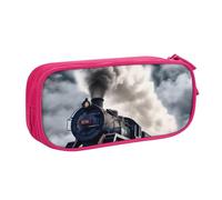 BNVSADC Grande trousse à crayons imprimée train à vapeur avec nuages - Jolie trousse à crayons - Organiseur de papeterie pour filles et garçons - Noir, rose, Taille unique, Cartable