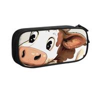 BNVSADC Grande trousse à crayons imprimée vache mignonne pour le bureau, l'école, la papeterie pour filles et garçons, noir, Noir , Taille unique, Cartable