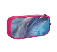 BNVSADC Grande trousse à crayons imprimée Winter The Dolphin - Grande trousse à crayons mignonne - Pour le bureau, l'école, la papeterie - Pour filles et garçons - Noir, rose, Taille unique, Cartable