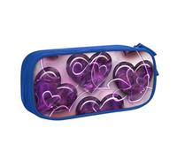 BNVSADC Grande trousse à crayons tendance avec cœurs violets imprimés - Jolie trousse à crayons - Organiseur de papeterie pour filles et garçons - Noir, bleu, Taille unique, Cartable
