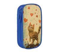BNVSADC Happy Walking Kitty Trousse à crayons imprimée avec fermeture éclair pour étudiants, adolescents, garçons, filles, adultes, noir, bleu, Taille unique, Cartable
