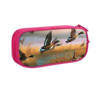 BNVSADC Hunting Flying Wild Ducks 7 Trousse à crayons imprimée Grande trousse à crayons mignonne pour bureau, école, papeterie pour filles et garçons, noir, rose, Taille unique, Cartable