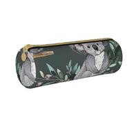 BNVSADC Jolie trousse à crayons ronde en cuir avec imprimé koala mignon pour l'école, le bureau, les voyages, blanc, Taille unique, Trousse de maquillage