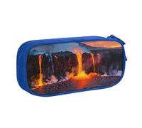 BNVSADC Kilauea - Grande trousse à crayons imprimée Volcano - Jolie trousse à crayons - Organiseur de papeterie pour filles et garçons - Noir, bleu, Taille unique, Cartable