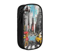 BNVSADC Love from New York Trousse à crayons imprimée avec fermeture éclair pour étudiants, adolescents, garçons, filles, adultes, noir, Noir , Taille unique, Cartable